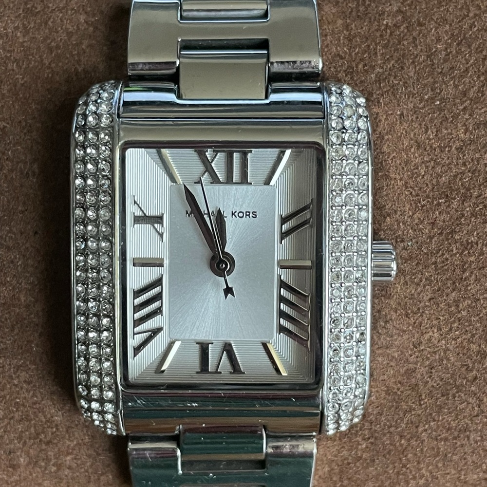 Silver Michael Kors Watch with Rinestones